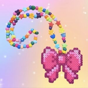 Pink Bow Kandi Necklace